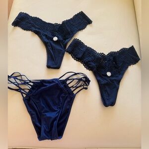 Victoria's Secret 3 pairs Navy Blue Things and Panties S $50